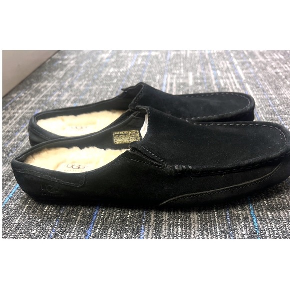 UGG Alamar Men Clog Slippers Size 11 Black Suede Shearling Sheepskin Slip On - Picture 5 of 11